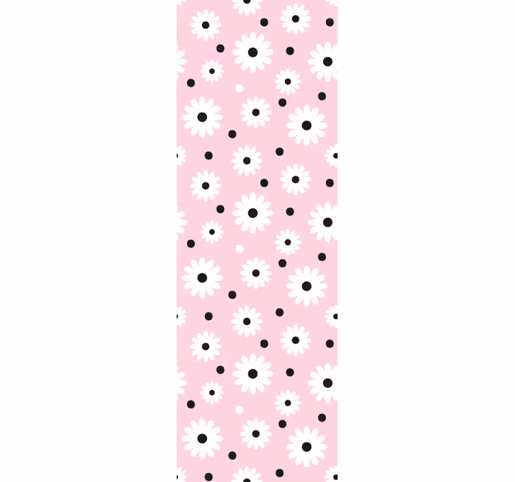 Children room roller blind with pink black dot flowers - TenStickers