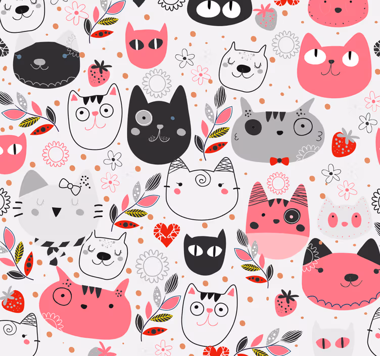 Children room roller blind illustrated cats - TenStickers