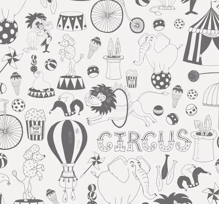 Children room roller blind circus nordic colors - TenStickers