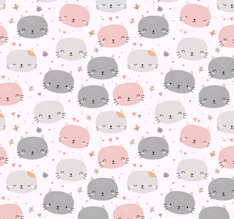 Cute grey and pink kittens children room roller blind - TenStickers
