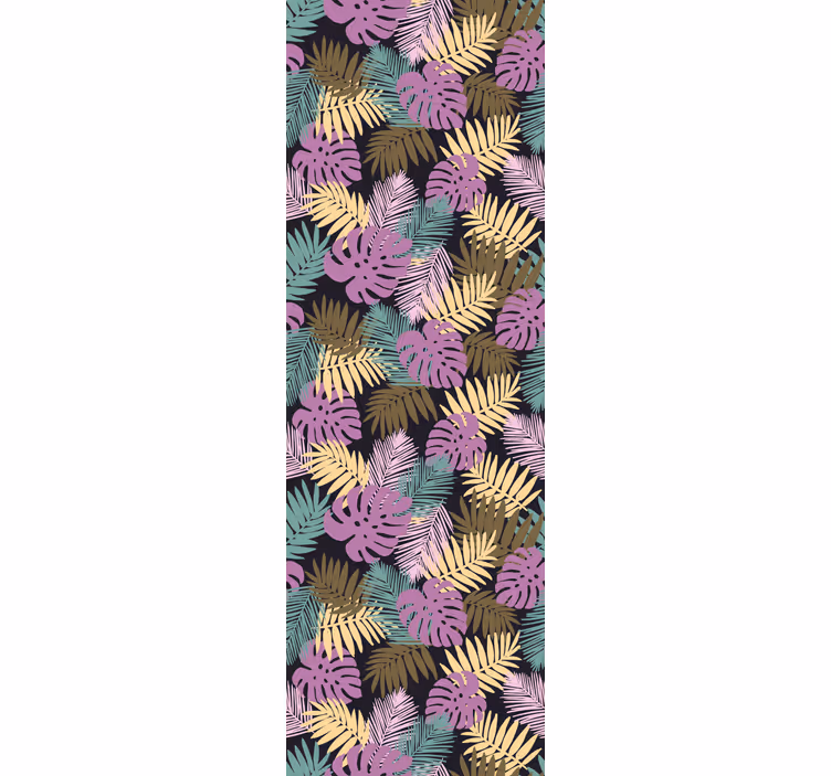 Office roller blind tropical green and pink leaves - TenStickers