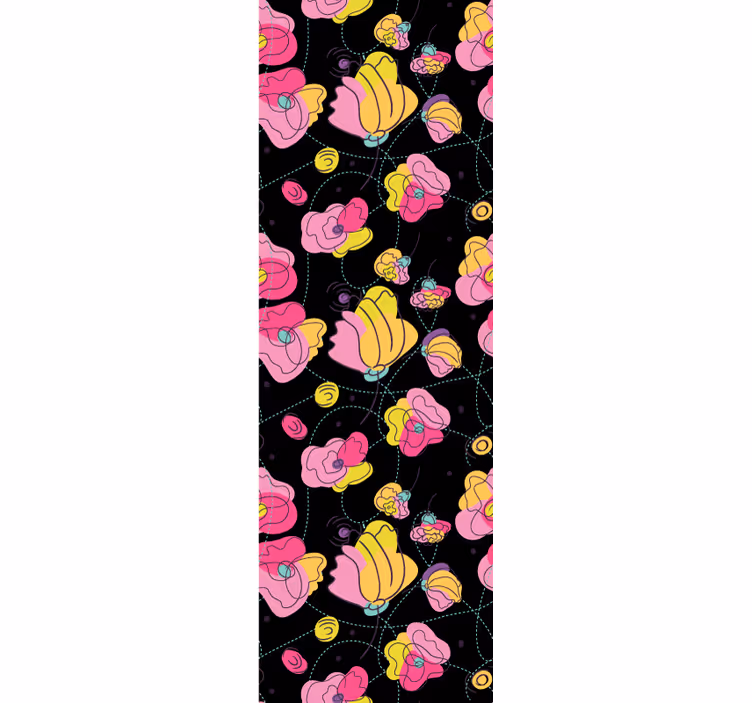 Teenage bedroom roller blind with neon floral design - TenStickers