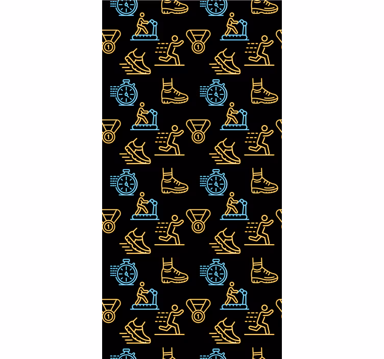 Teenage bedroom roller blind with neon icons on black - TenStickers