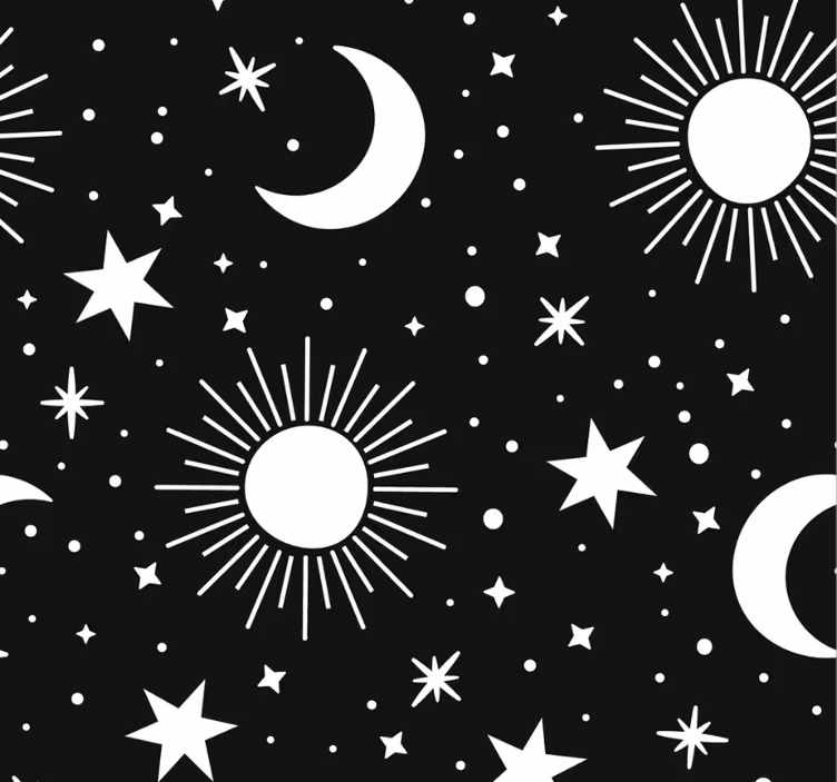 Teenage bedroom roller blind white stars and moons - TenStickers