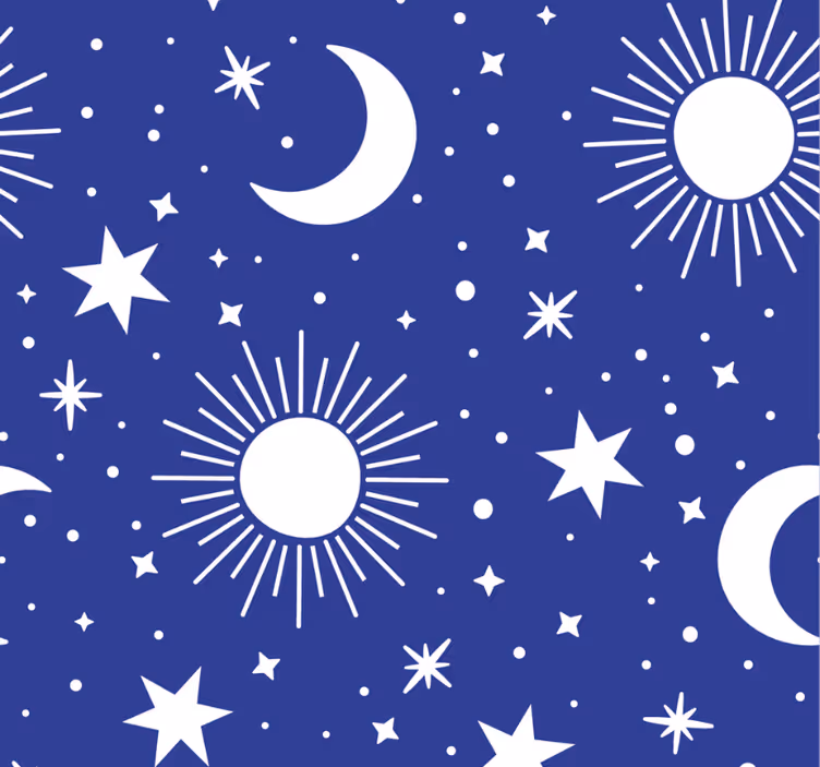 Teenage bedroom roller blind with blue stars and moons - TenStickers