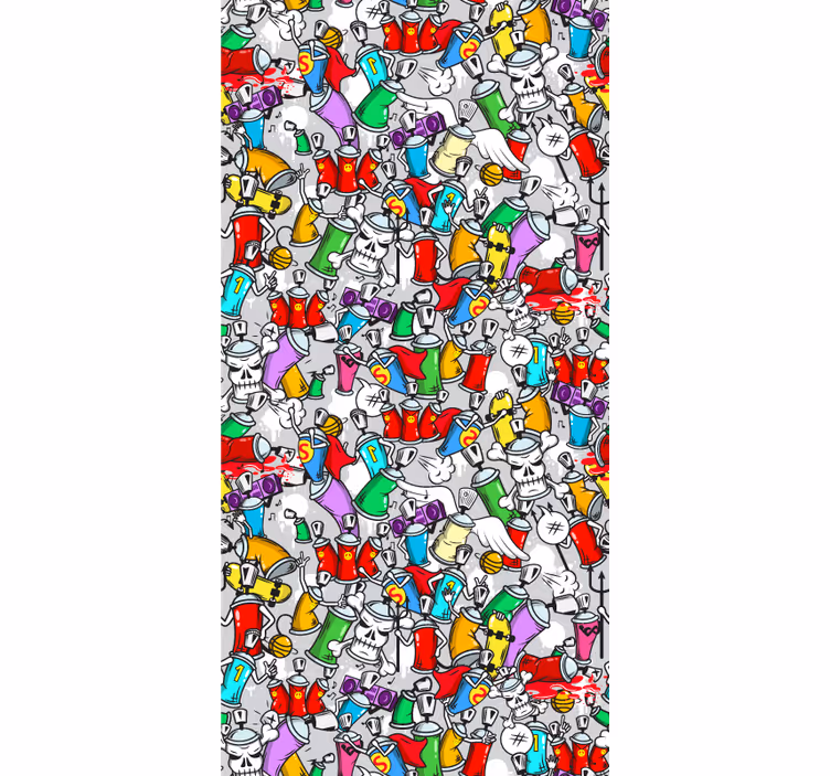 Teenage bedroom roller blind colourful graffiti cans - TenStickers
