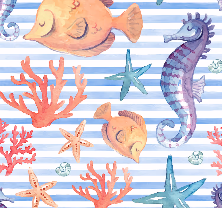 Teenage bedroom roller blind ocean life tiles - TenStickers
