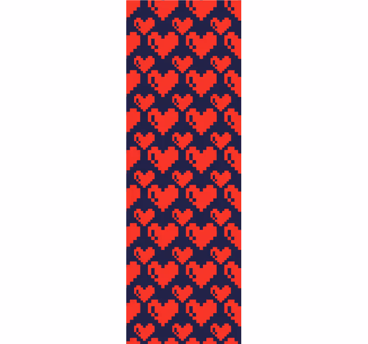 Teenage bedroom roller blind geometric red hearts blue - TenStickers