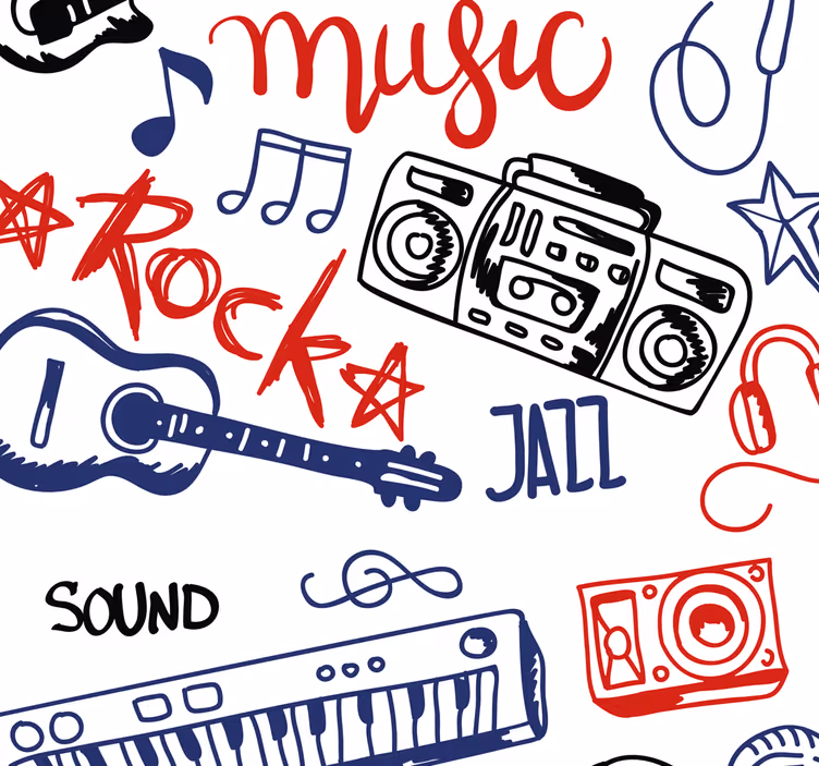 Teenage bedroom roller blind musical instruments - TenStickers