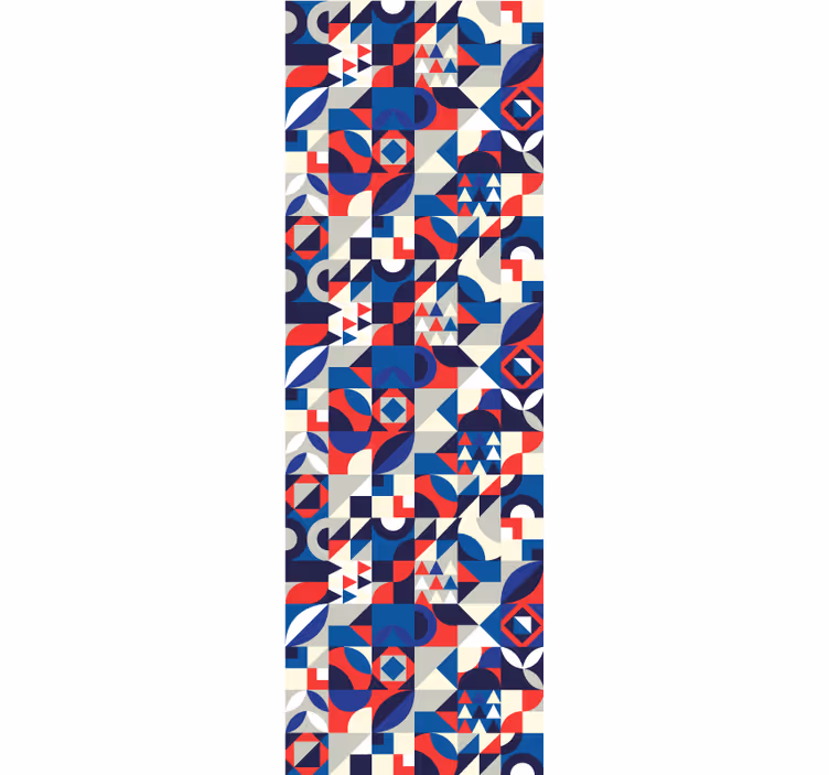 Modern roller blind in red and blue mosaic pattern - TenStickers