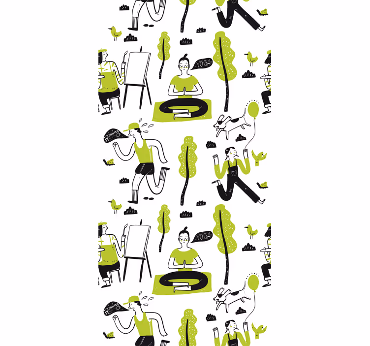 Modern roller blind healthy lifestyle doodle set - TenStickers