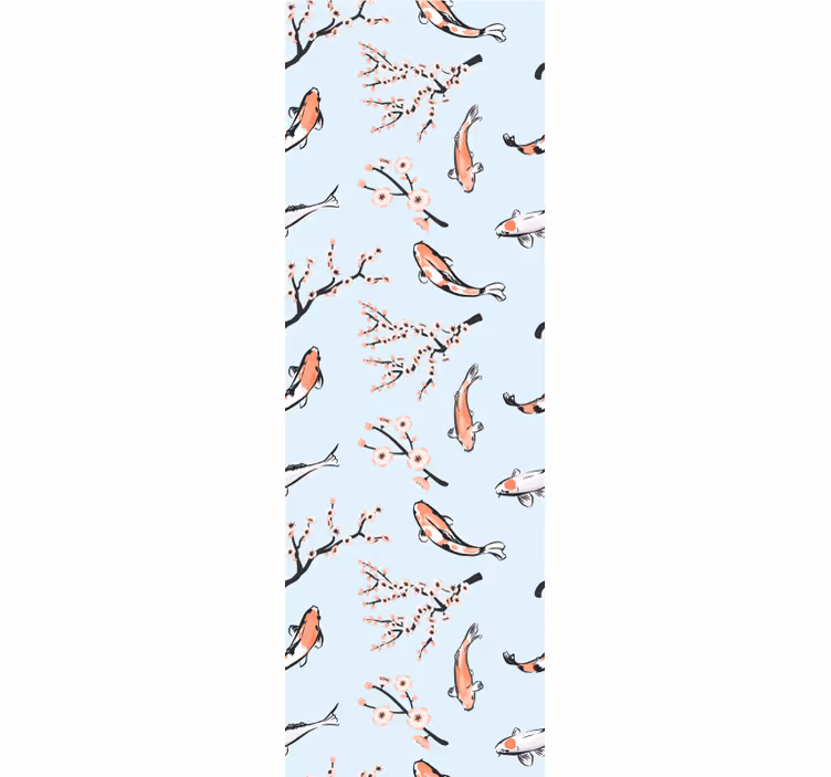 Modern roller blind with koi fish and cherry branches - TenStickers