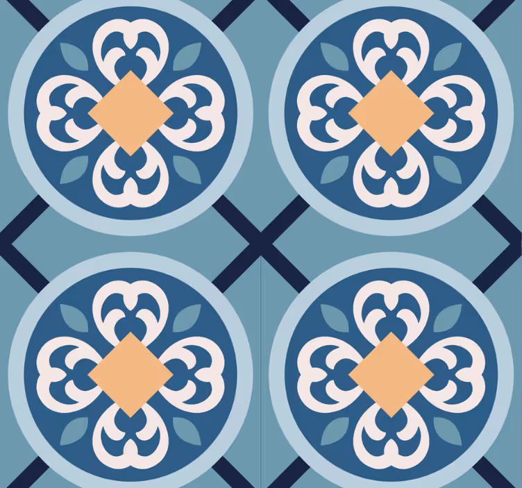 Modern roller blind sea blue portuguese tile - TenStickers
