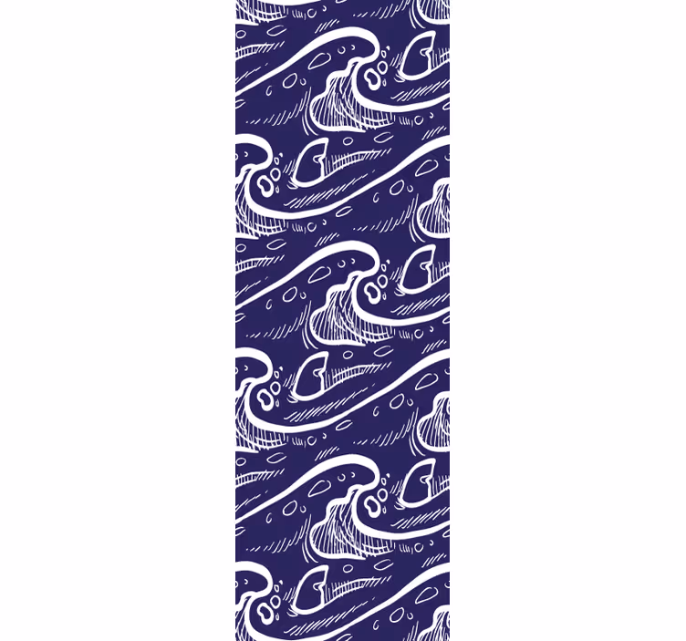 Modern roller blind with blue wave pattern - TenStickers