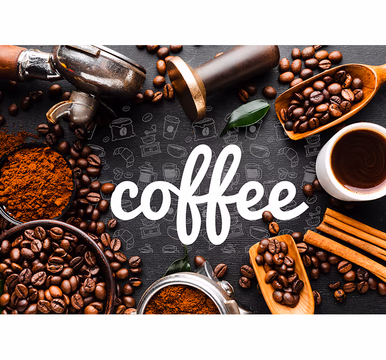 Kitchen roller blind coffee essentials and tools - TenStickers