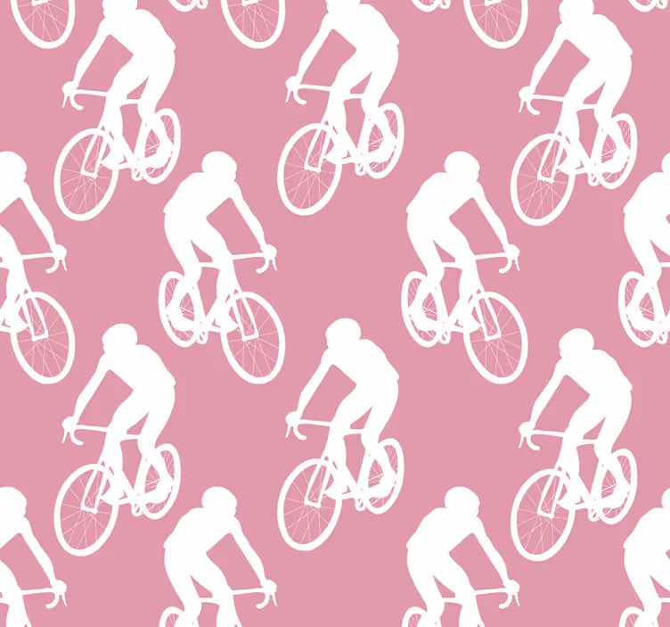 Pink roller blind with white cyclist pattern - TenStickers