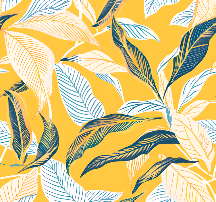 Yellow roller blind with mediterranean plants design - TenStickers