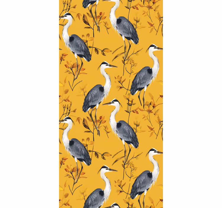 Yellow roller blind with heron design - TenStickers
