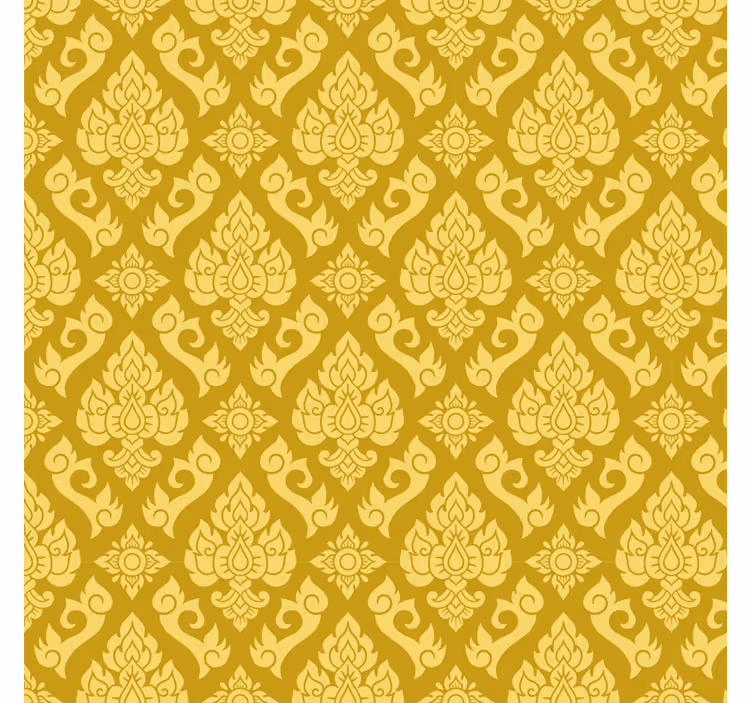 Yellow roller blind with intricate floral design - TenStickers
