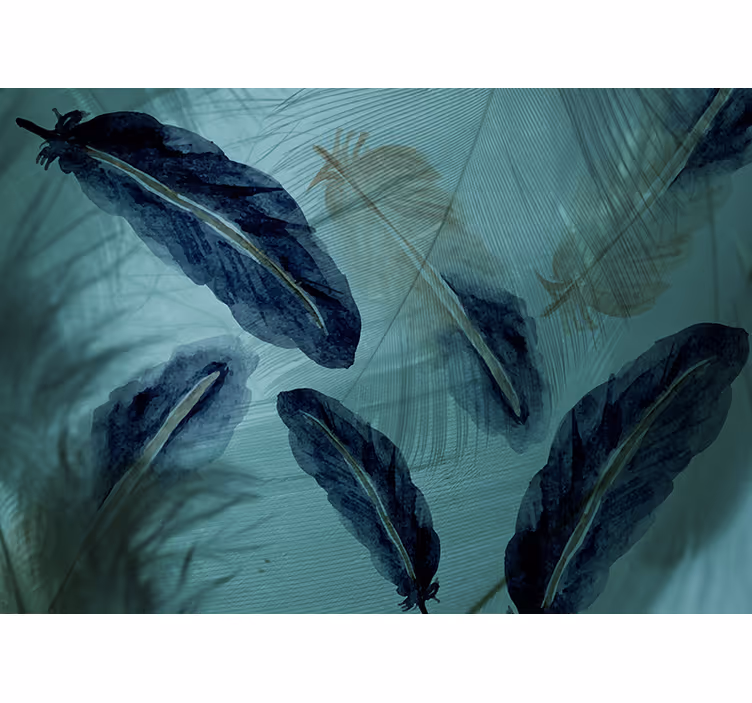 Kitchen roller blind watercolor feather aesthetic - TenStickers