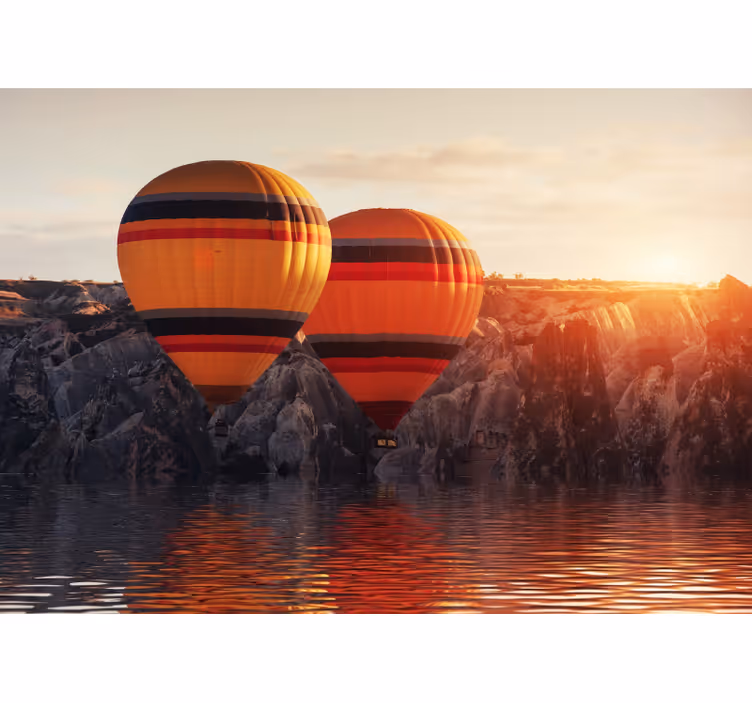Kitchen roller blind air balloons over lake - TenStickers