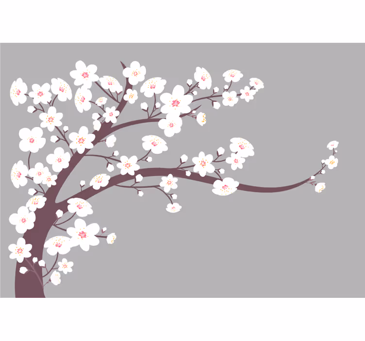 Kitchen roller blind white flowers on gray background - TenStickers