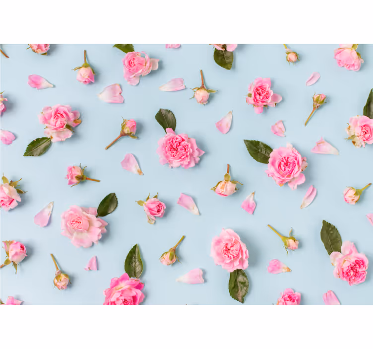 Kitchen roller blind with blue background of roses - TenStickers