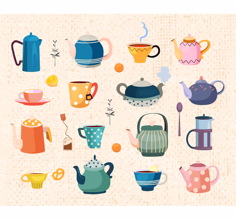 Kitchen roller blind vintage tea design - TenStickers