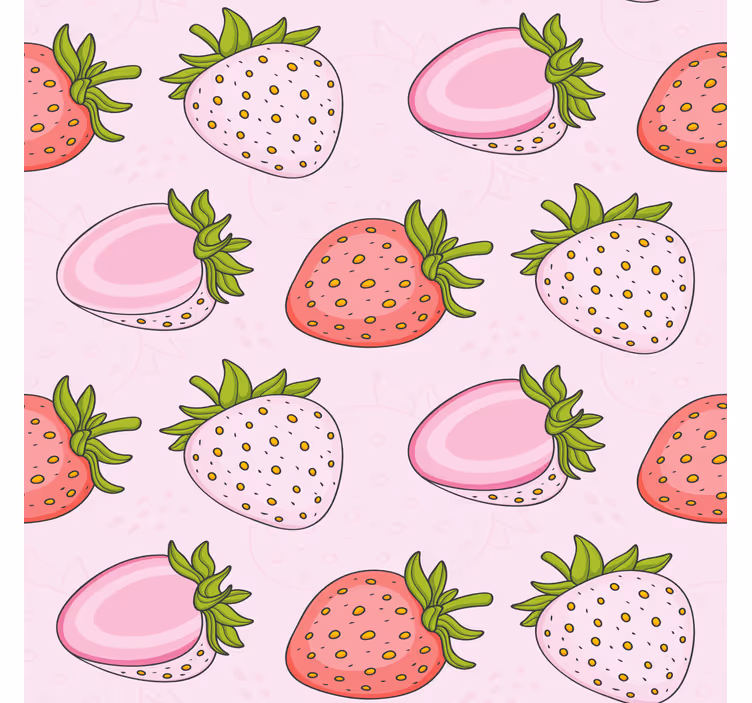Kitchen roller blind seamless pink and red strawberries - TenStickers