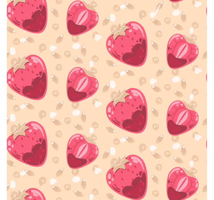 Kitchen roller blind with strawberry pattern on beige - TenStickers