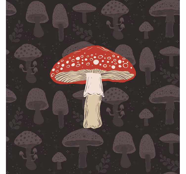 Kitchen roller blind hand-drawn mushroom design - TenStickers