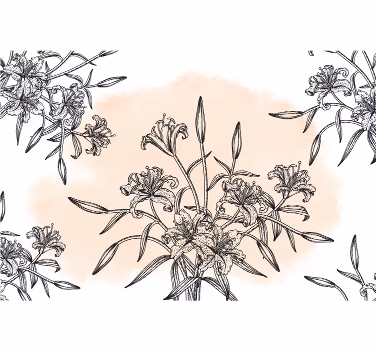 White roller blind with panoramic lily wallpaper - TenStickers