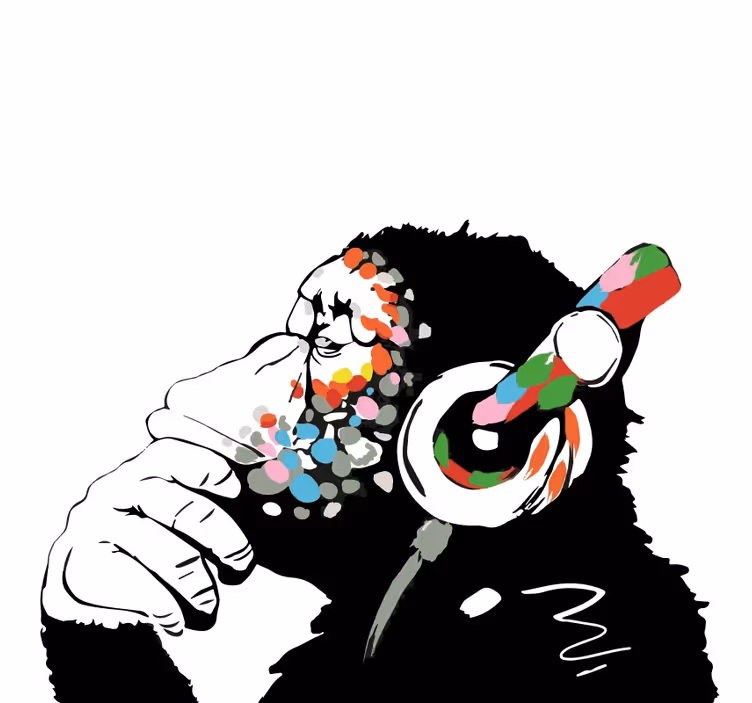 Living room roller blind mono banksy music - TenStickers