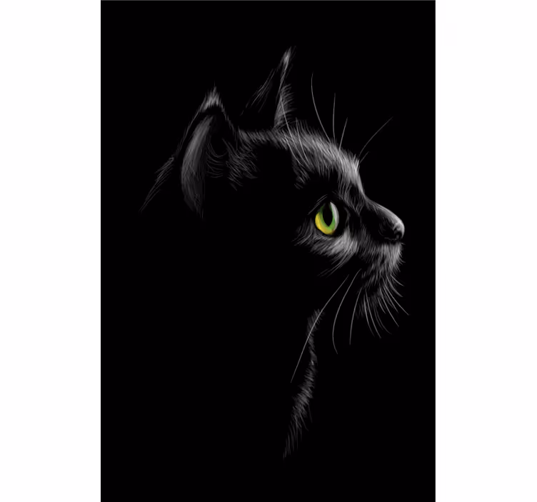 Living room roller blind green eyes cats - TenStickers