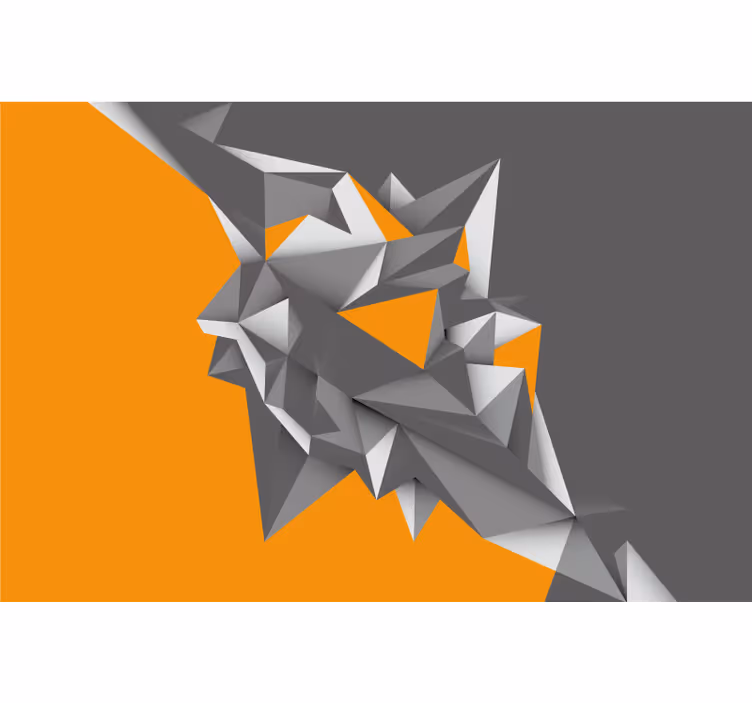 Living room roller blind in gray and orange shapes - TenStickers