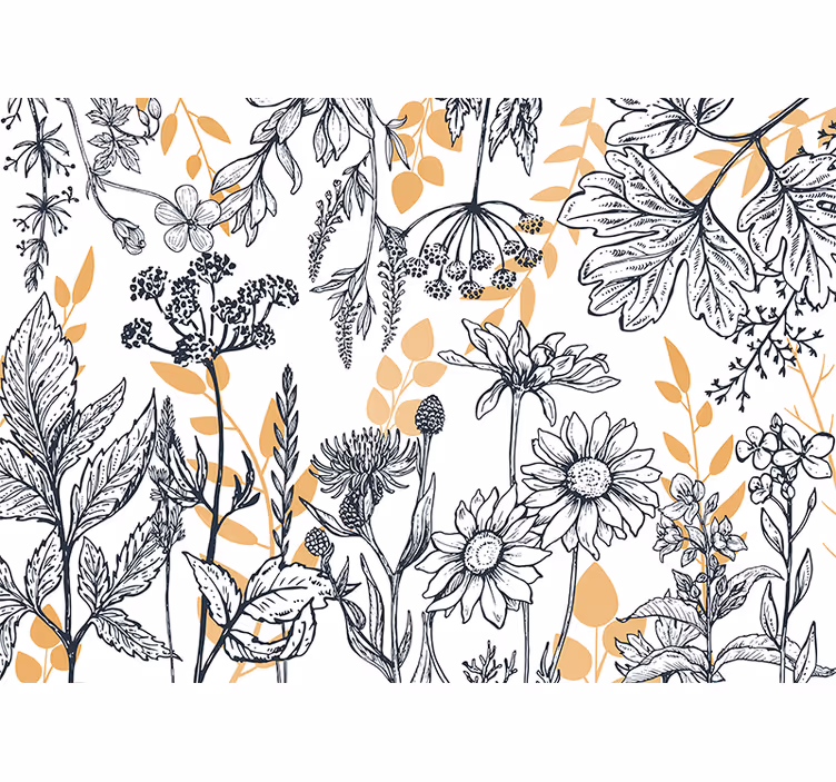 Living room roller blind in glamour floral gold - TenStickers