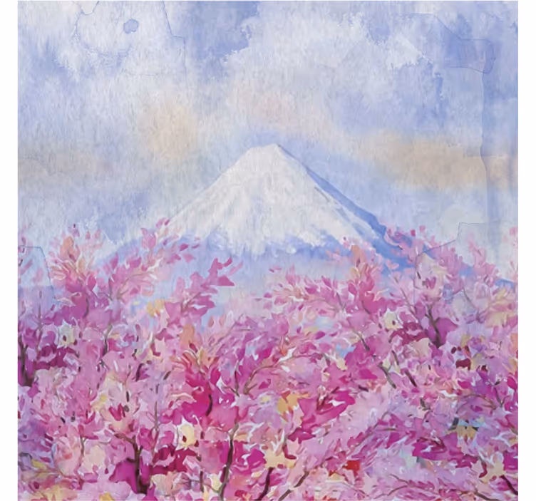 Living room roller blind cherry blossom view - TenStickers