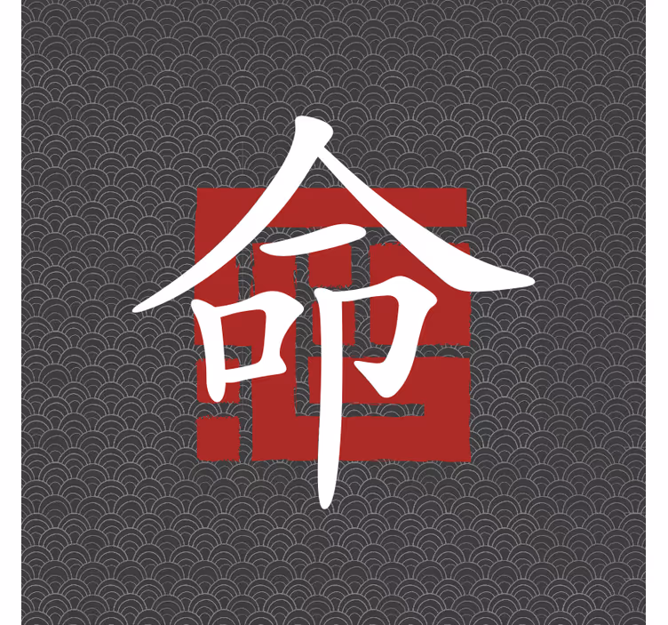 Living room roller blind japanese letters design - TenStickers