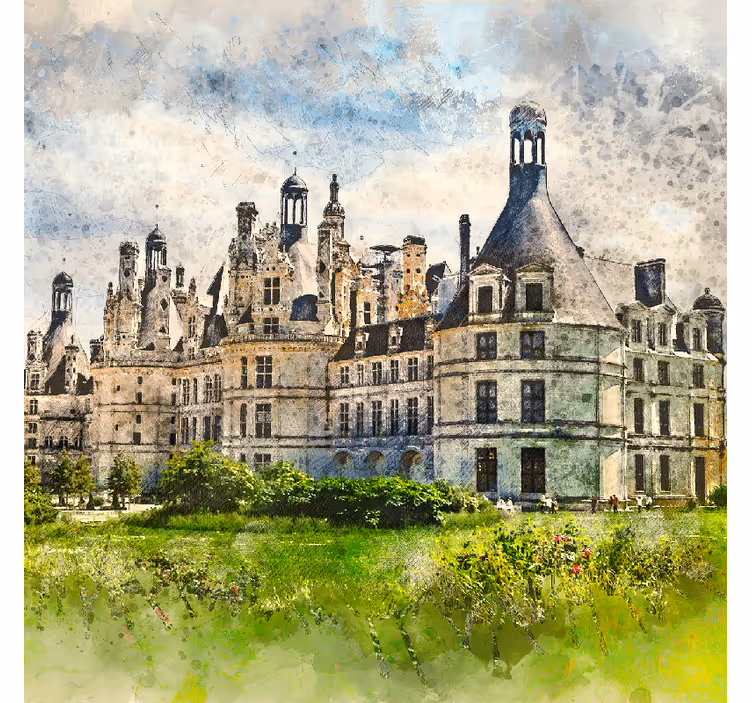 Living room roller blind french castle design - TenStickers