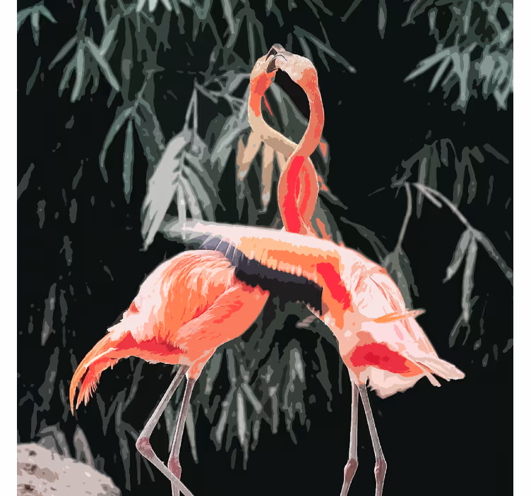 Living room roller blind with lovely flamingos design - TenStickers