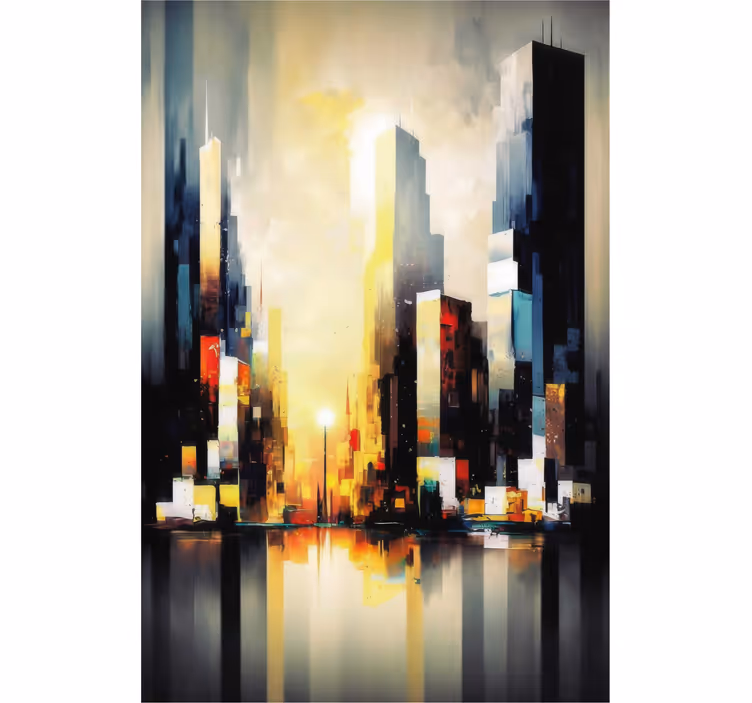 Living room roller blind modern abstract city art - TenStickers