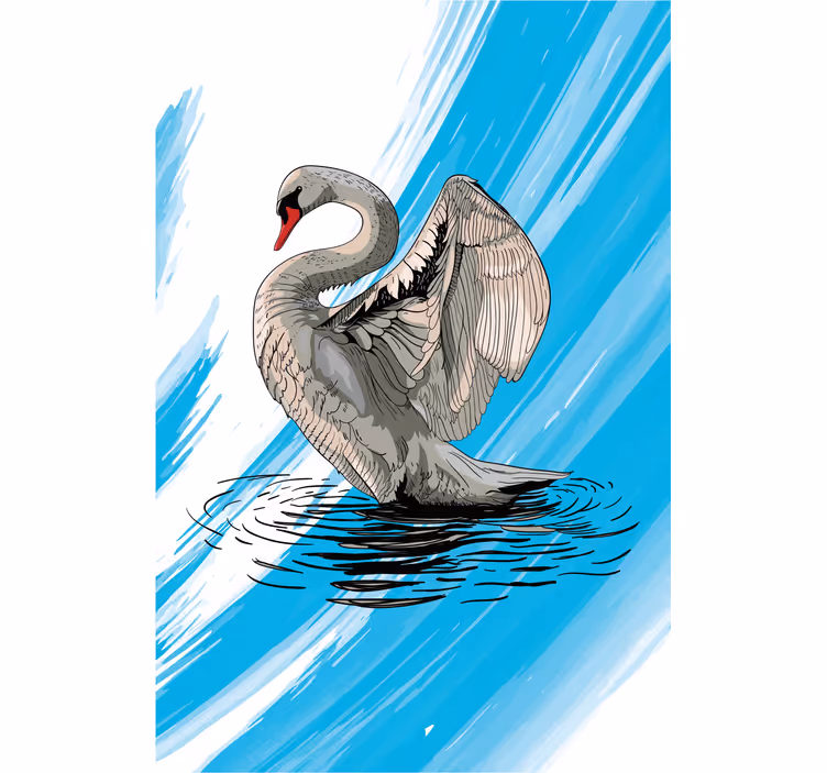 Living room roller blind drawn swan - TenStickers
