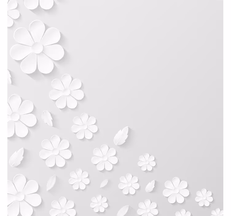 White roller blind with white floral paper design - TenStickers