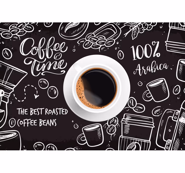 Black roller blind coffee time decor - TenStickers