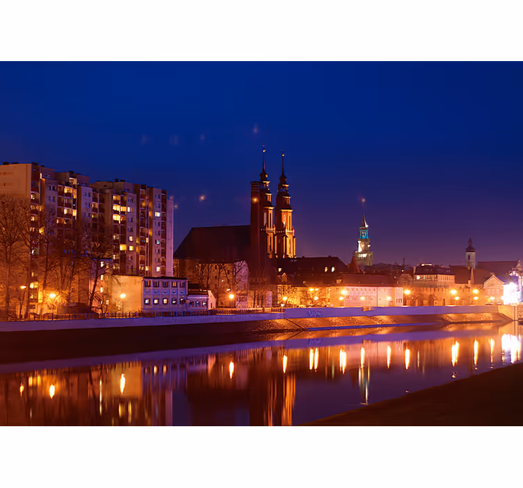Blue roller blind opole at dusk - TenStickers