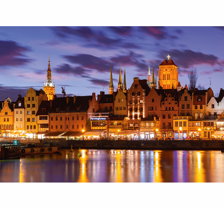 Blue roller blind gdańsk by night - TenStickers