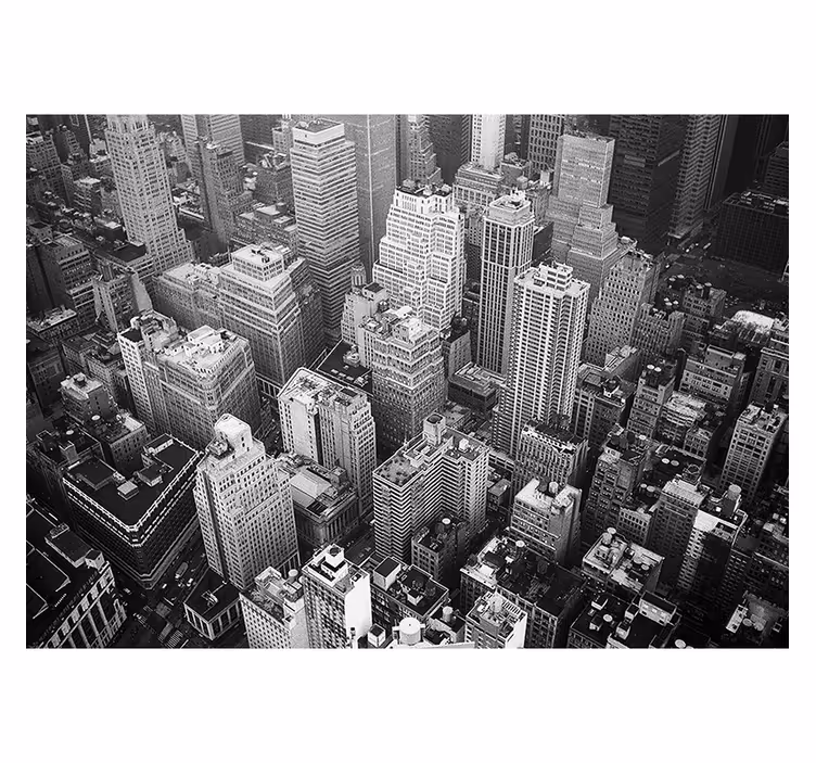 Living room roller blind new york aerial b&w - TenStickers