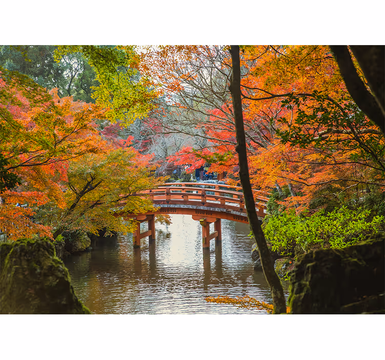 Living room roller blind japanese garden forest - TenStickers