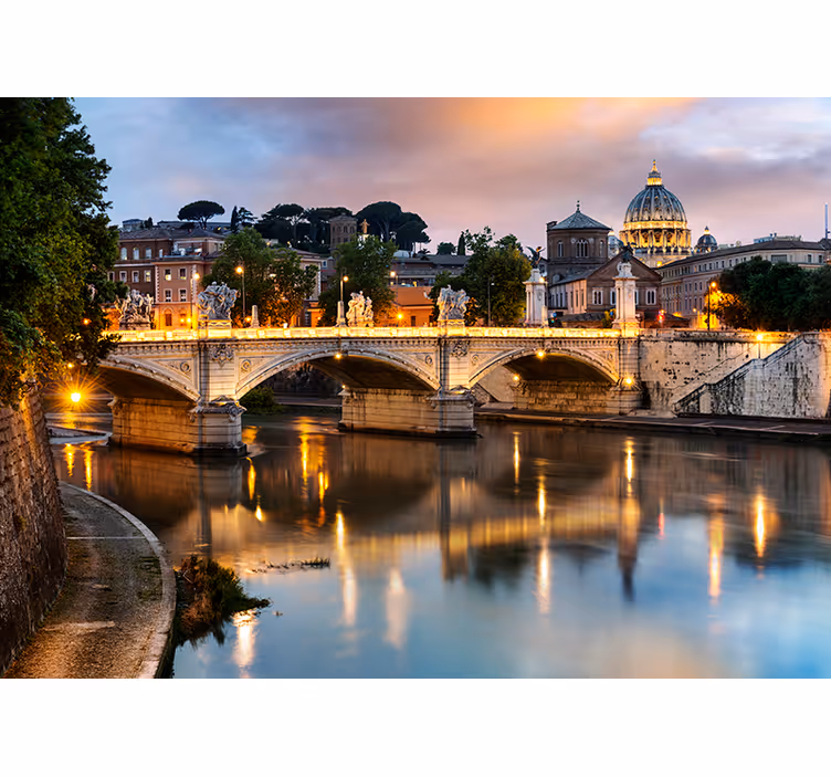 Living room roller blind view of rome from tevere - TenStickers