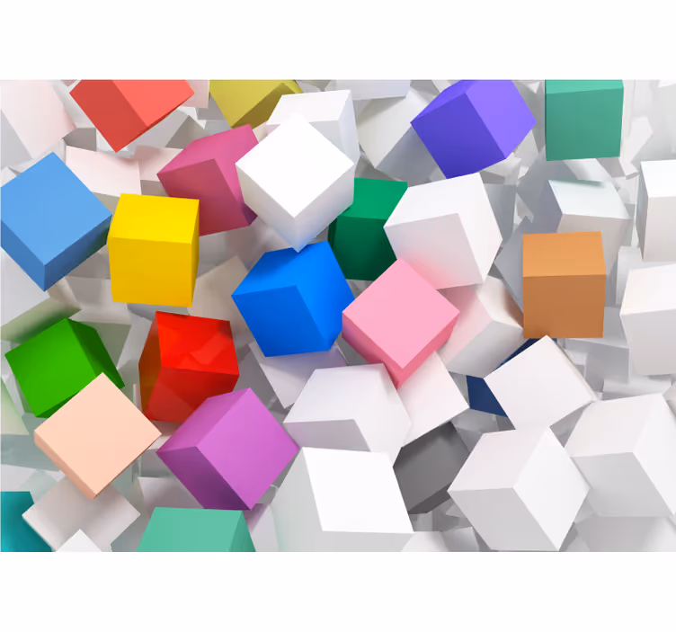 Living room roller blind 3d colorful cube mural - TenStickers